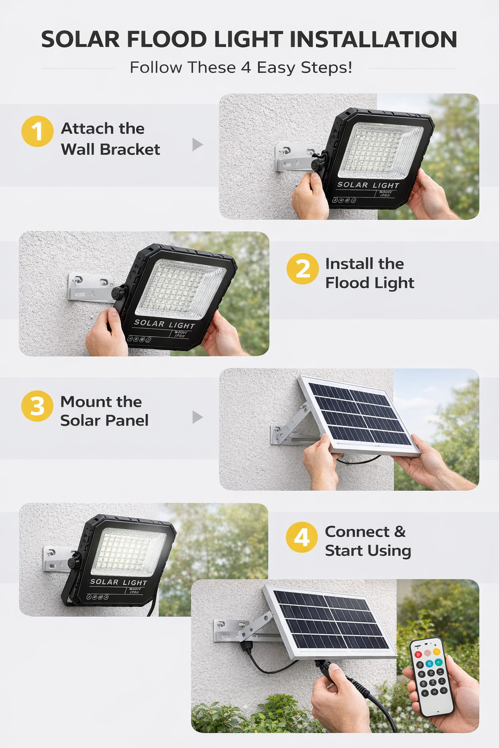 400W Solar Flood Light Outdoor with Remote Control, RGB + 6500K White, IP66 Waterproof LED Security Light, 30AH Battery, 30W Solar Panel, Ultra Bright for Garden, Farm, Gate, Camping