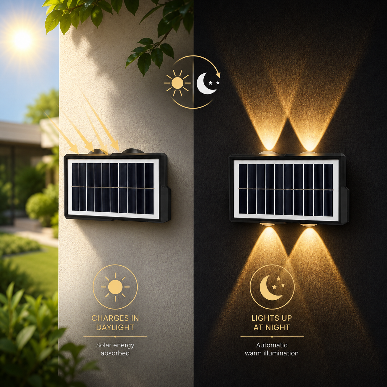 FOSVEX Solar Up & Down Wall Light | IP65 Waterproof Outdoor Solar LED Light