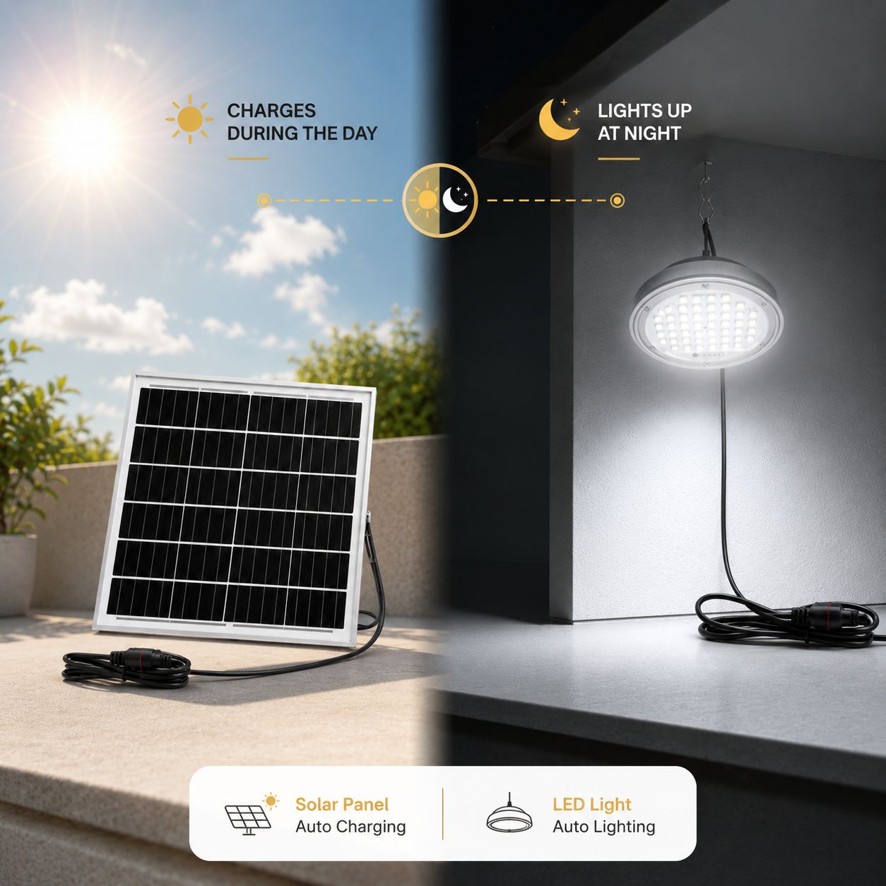 FOSVEX 100W Remote Control Solar Hanging Light