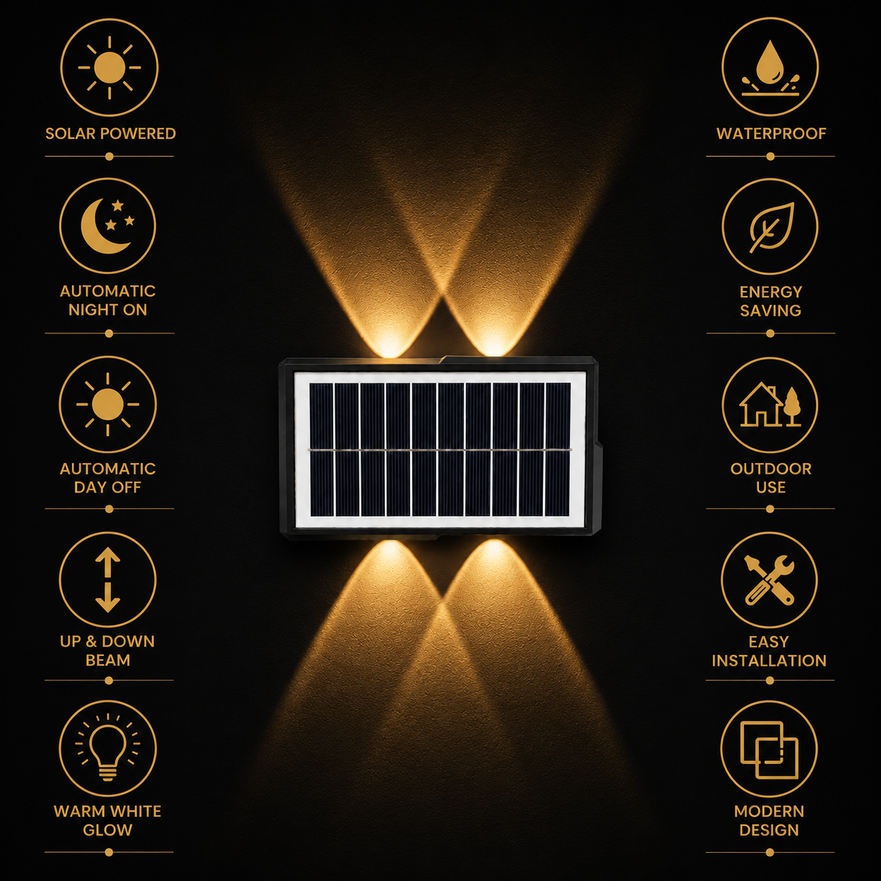 FOSVEX Solar Up & Down Wall Light | IP65 Waterproof Outdoor Solar LED Light