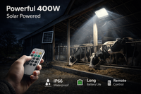400W Solar Flood Light Outdoor with Remote Control, RGB + 6500K White, IP66 Waterproof LED Security Light, 30AH Battery, 30W Solar Panel, Ultra Bright for Garden, Farm, Gate, Camping