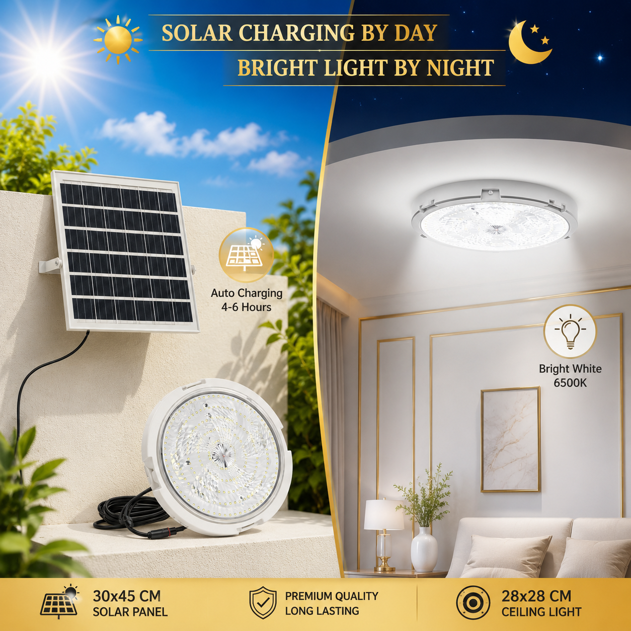 FOSVEX 200W Solar Ceiling Zumer Light with Remote Control