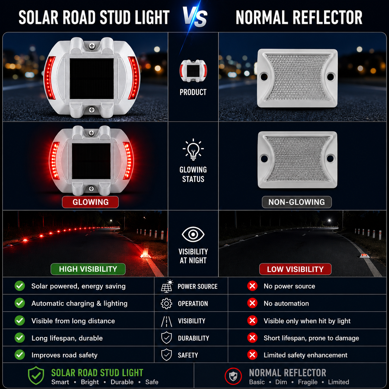 FOSVEX Solar Powered Road Stud Light