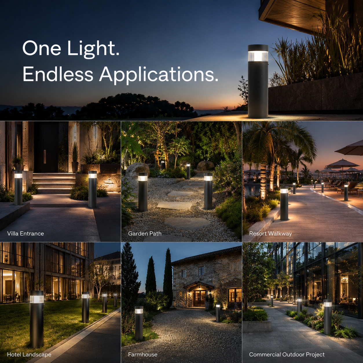 FOSVEX 9W Premium Outdoor Gate & Garden Bollard Light