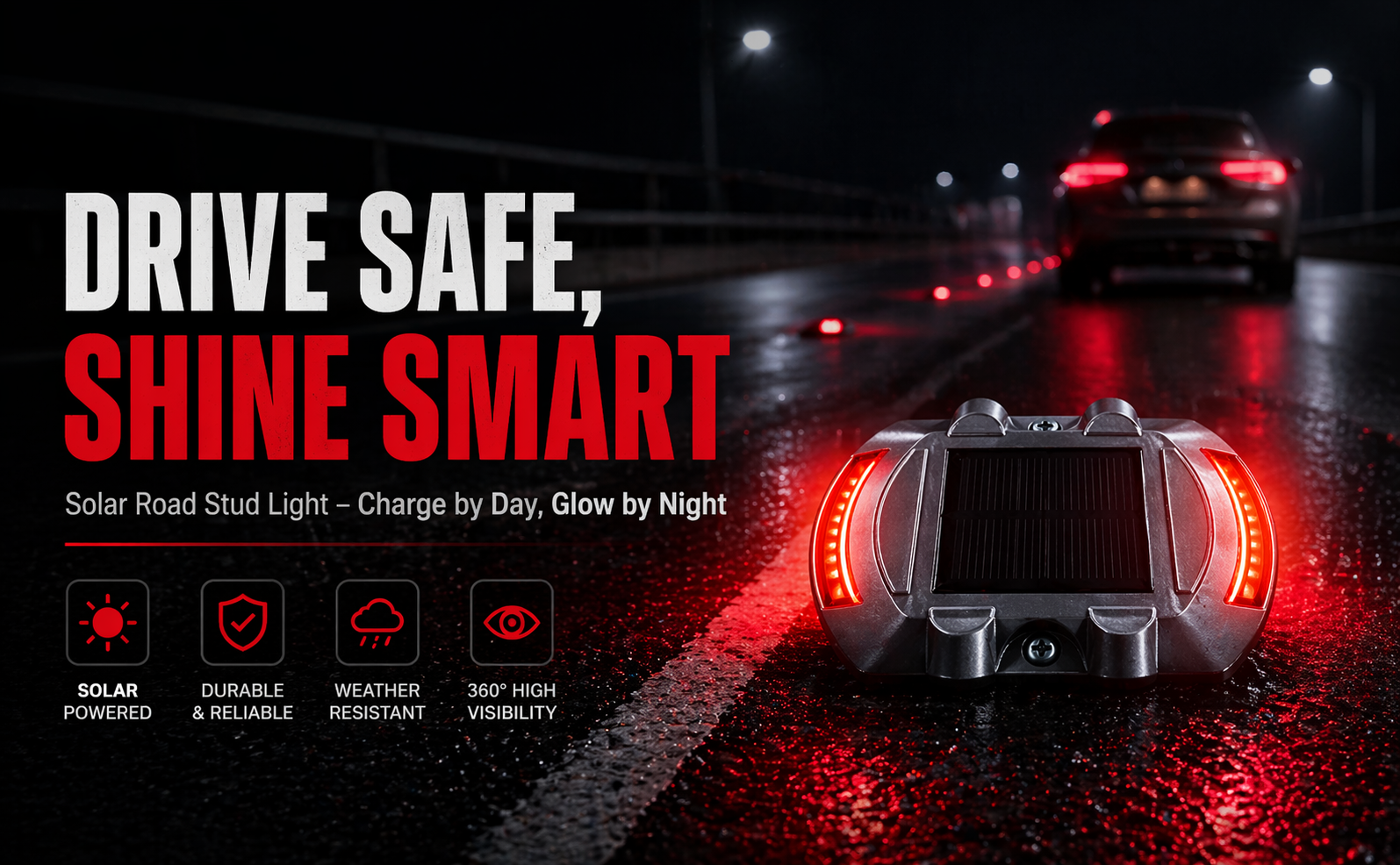 Drive Safe with High Visibility Solar Road Stud Lights