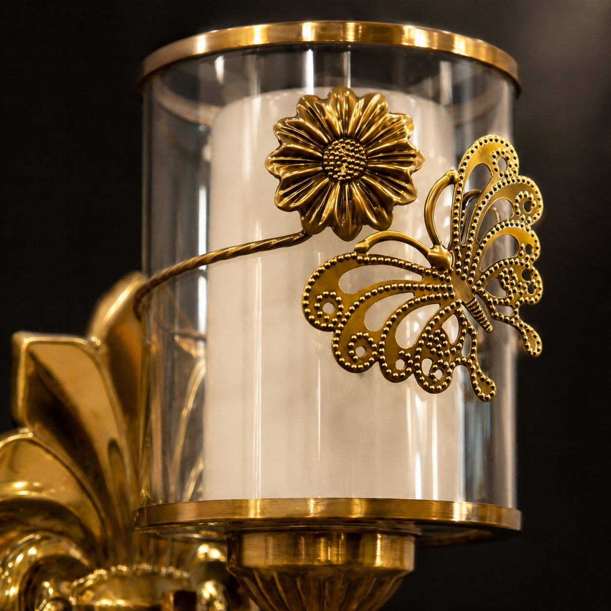 FOSVEX Luxury Gold Butterfly Glass Wall Lamp