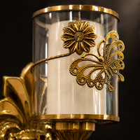 FOSVEX Luxury Gold Butterfly Glass Wall Lamp
