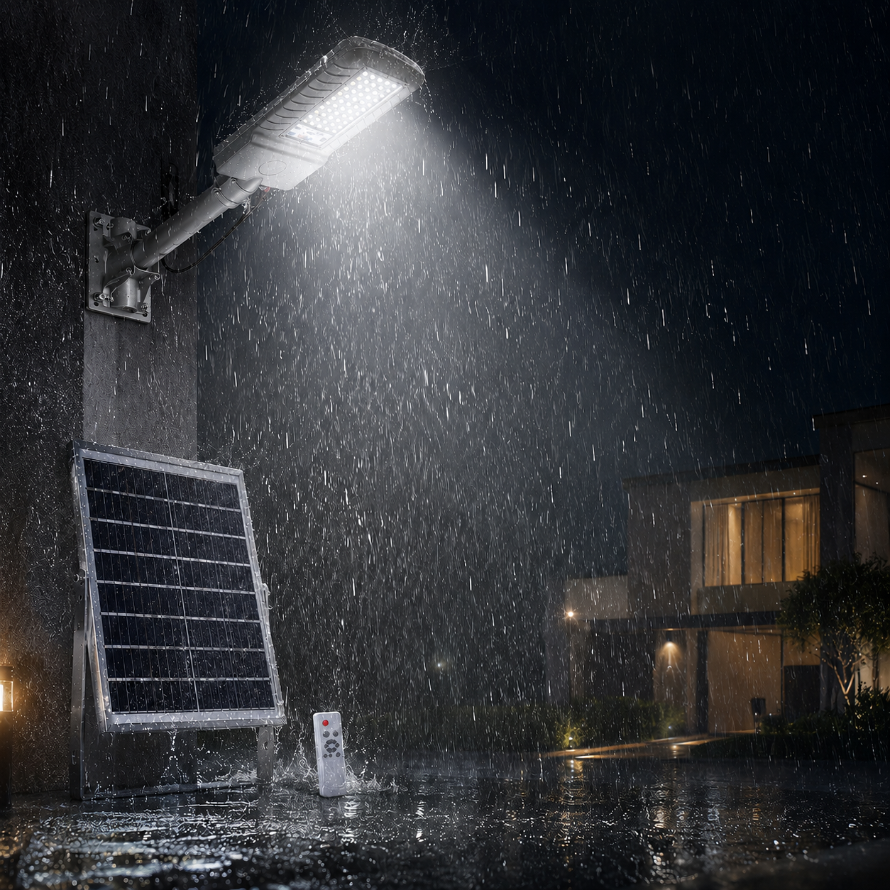 FOSVEX 50W Solar LED Flood Light with Remote Control | 6500K White | 45AH Battery | IP65 Waterproof Outdoor Security Light