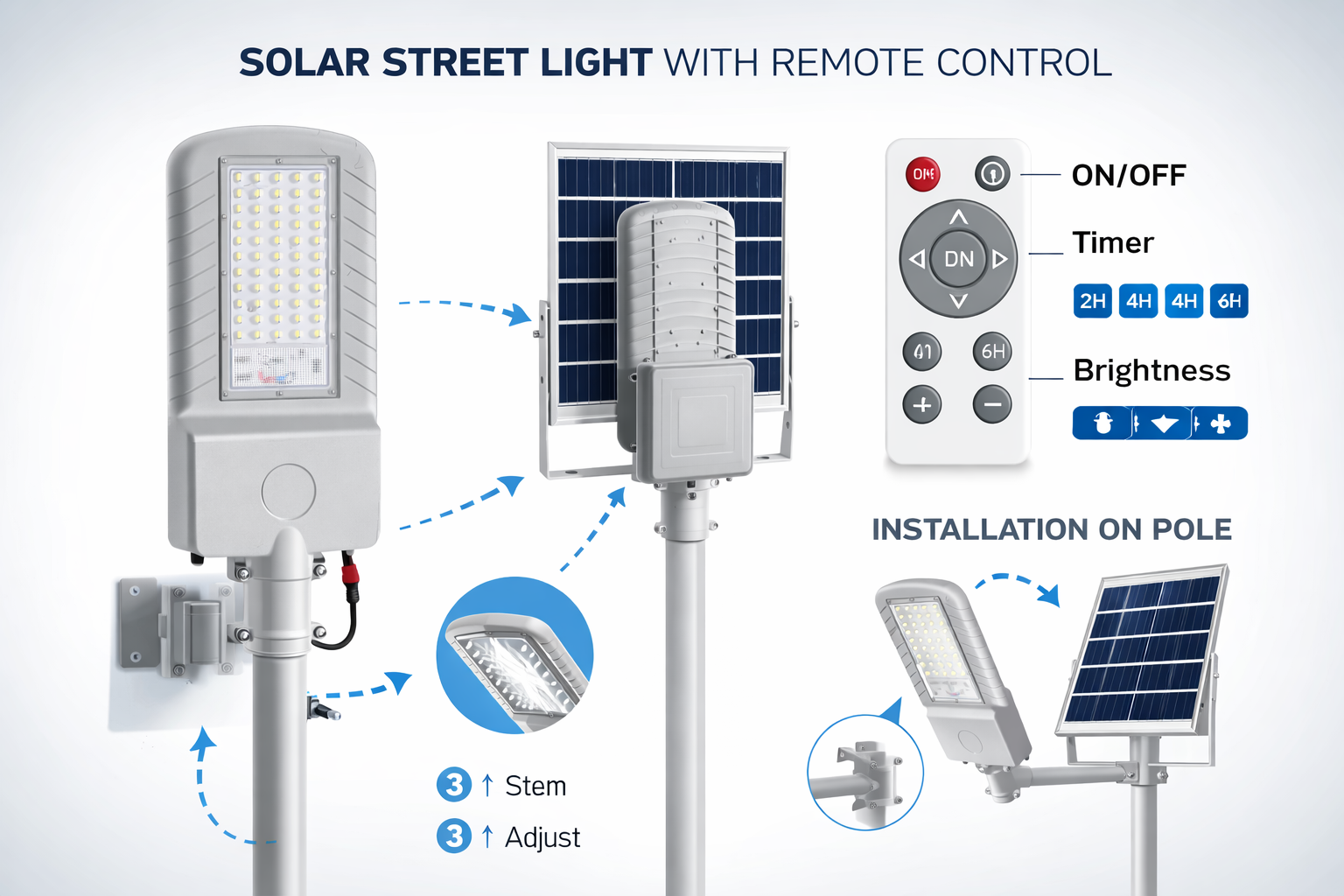 Solar street light with remote control 