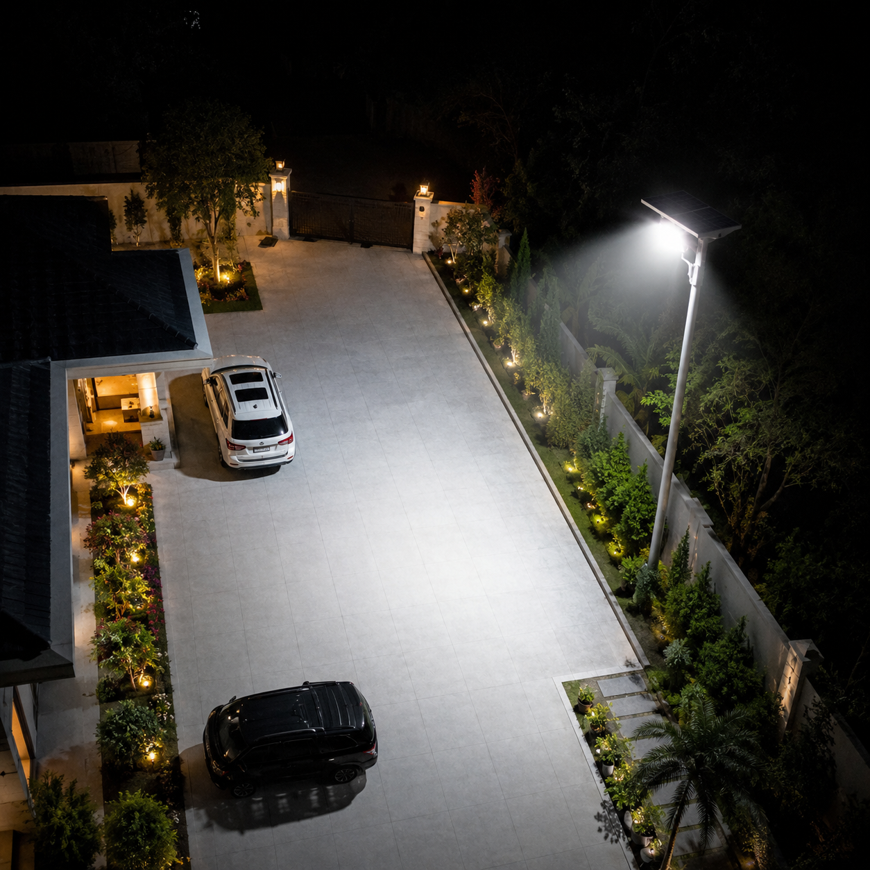 FOSVEX 50W Solar LED Flood Light with Remote Control | 6500K White | 45AH Battery | IP65 Waterproof Outdoor Security Light