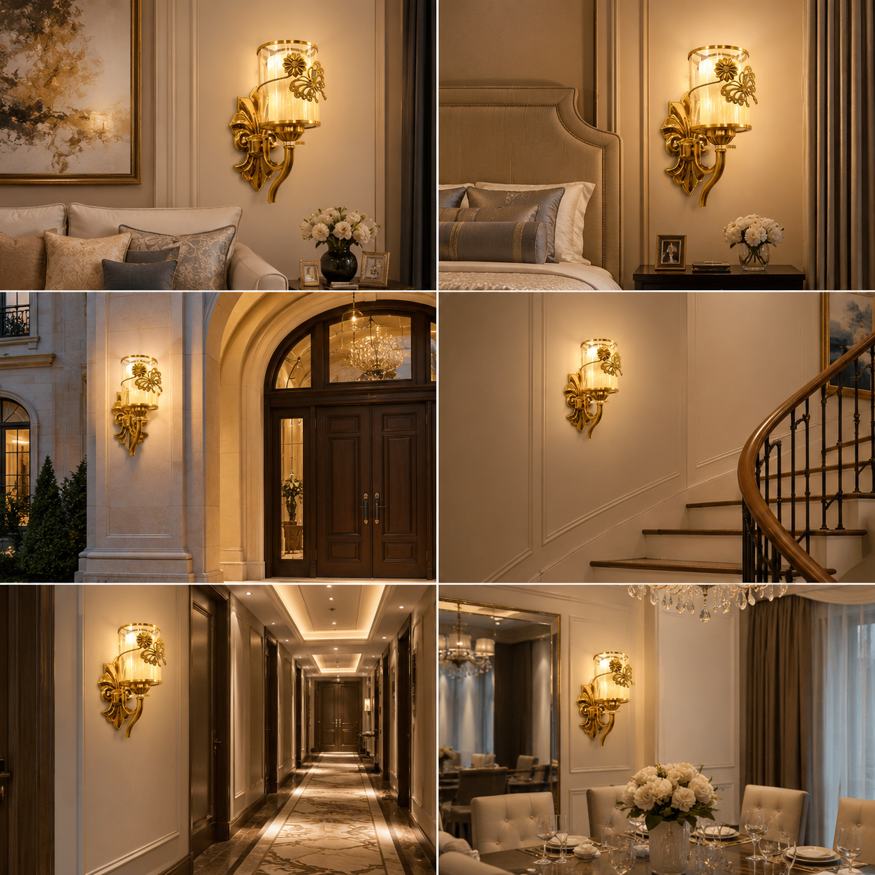 FOSVEX Luxury Gold Butterfly Glass Wall Lamp