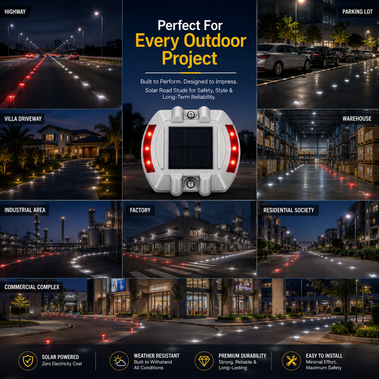 FOSVEX Solar Powered Road Stud Light