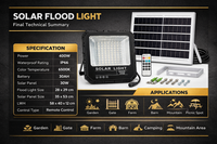 400W Solar Flood Light Outdoor with Remote Control, RGB + 6500K White, IP66 Waterproof LED Security Light, 30AH Battery, 30W Solar Panel, Ultra Bright for Garden, Farm, Gate, Camping