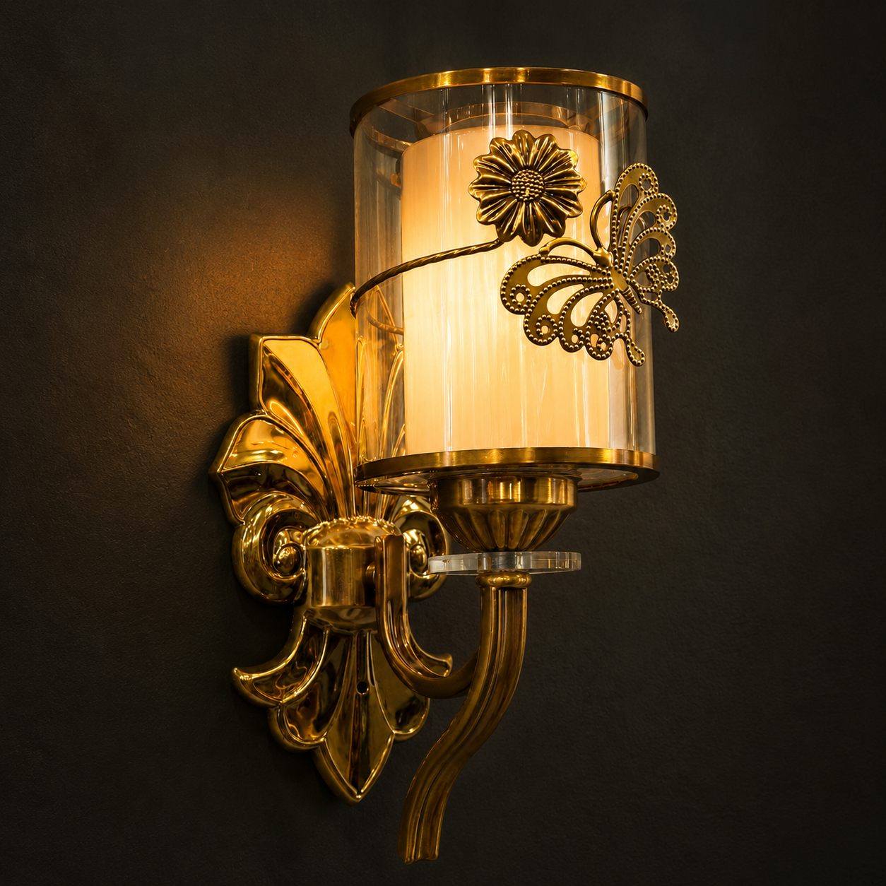 FOSVEX Luxury Gold Butterfly Glass Wall Lamp