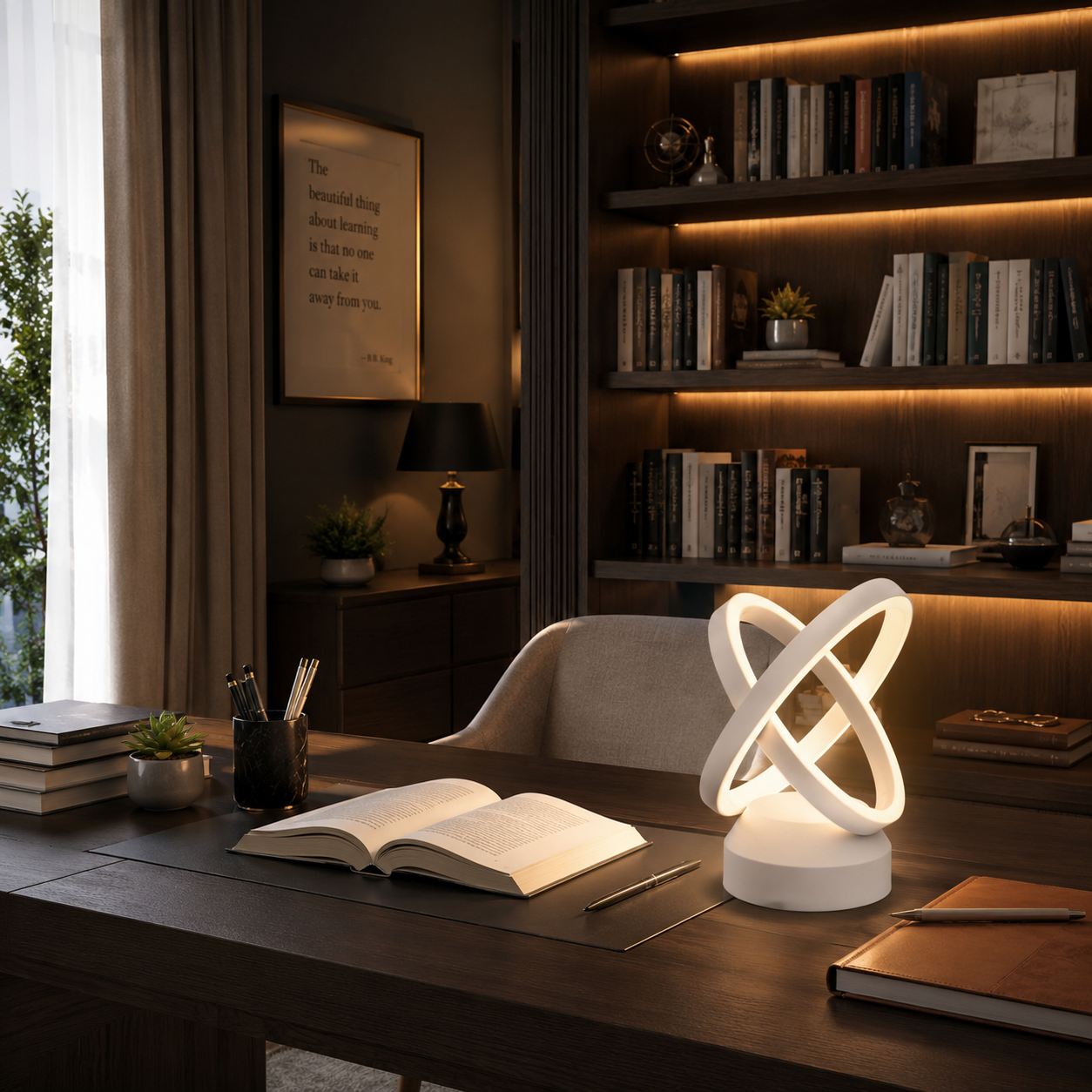 FOSVEX 50W Dual Circle LED Table Light | 3 Color Modes