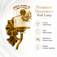 FOSVEX Luxury Gold Butterfly Glass Wall Lamp