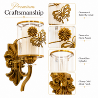 FOSVEX Luxury Gold Butterfly Glass Wall Lamp