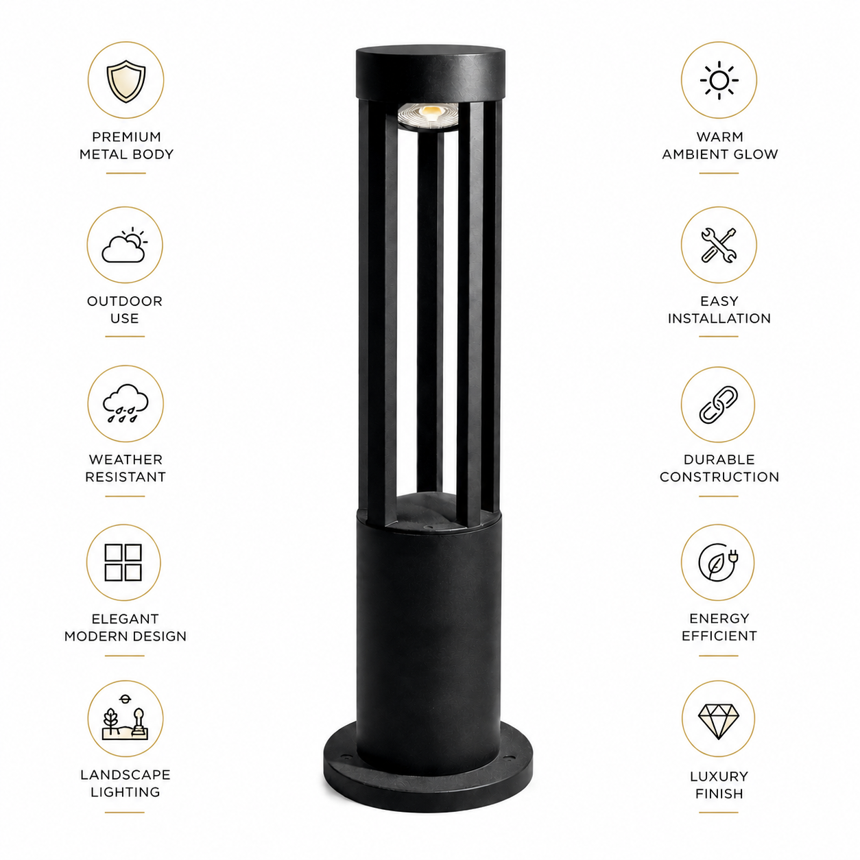 FOSVEX 10W Premium Outdoor Gate & Garden Bollard Light