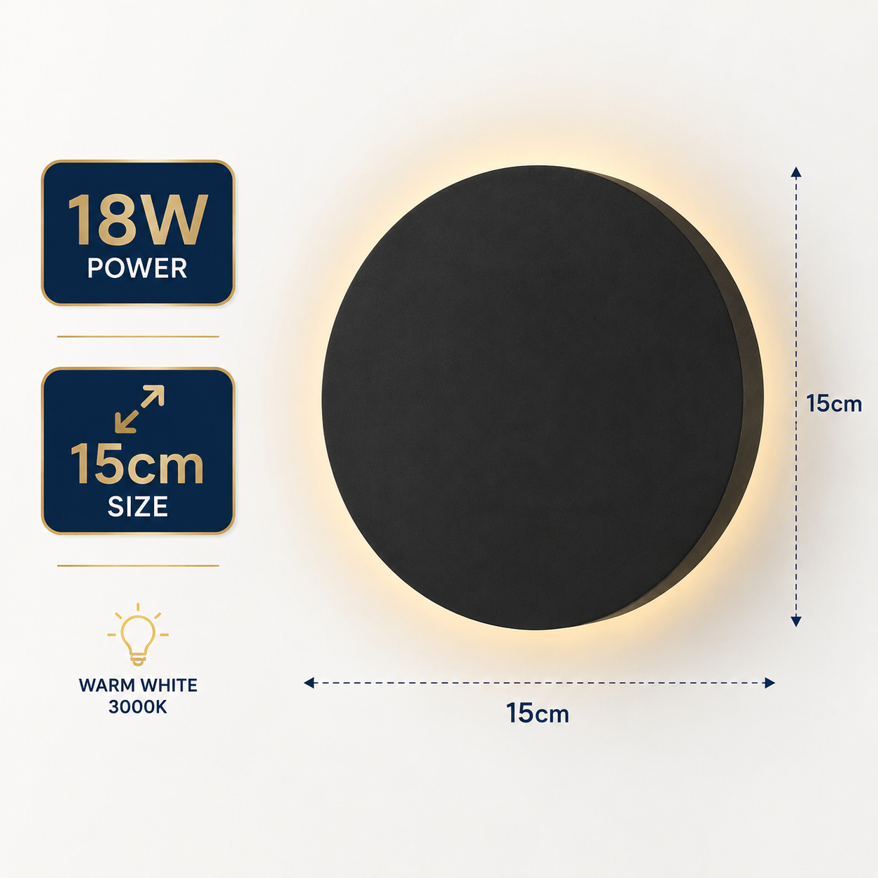 FOSVEX 12W Modern Round LED Wall Light | Warm White | IP65 Waterproof | Premium Outdoor Wall Lamp