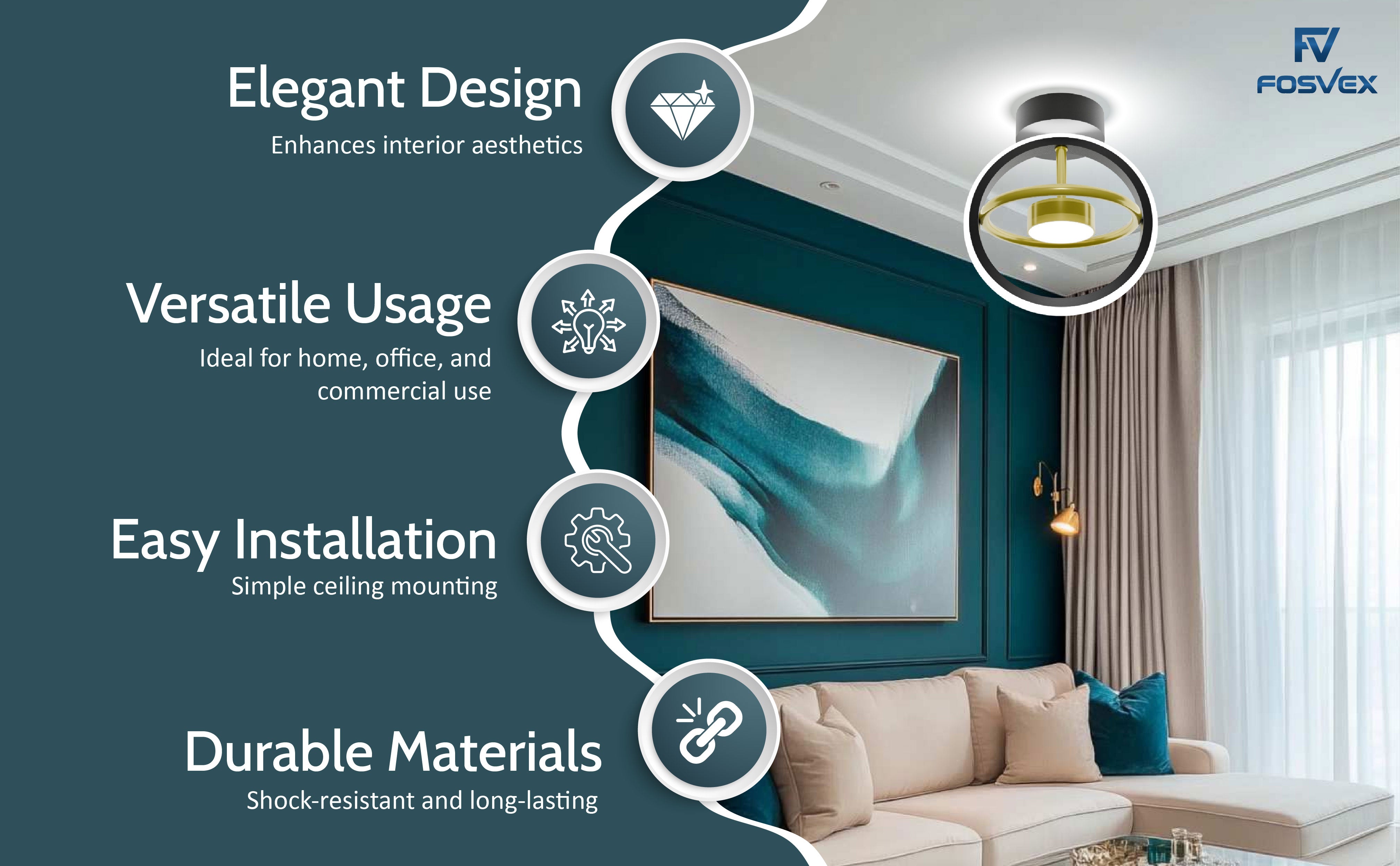 Modern 50W LED Ceiling Light for Stylish Homes