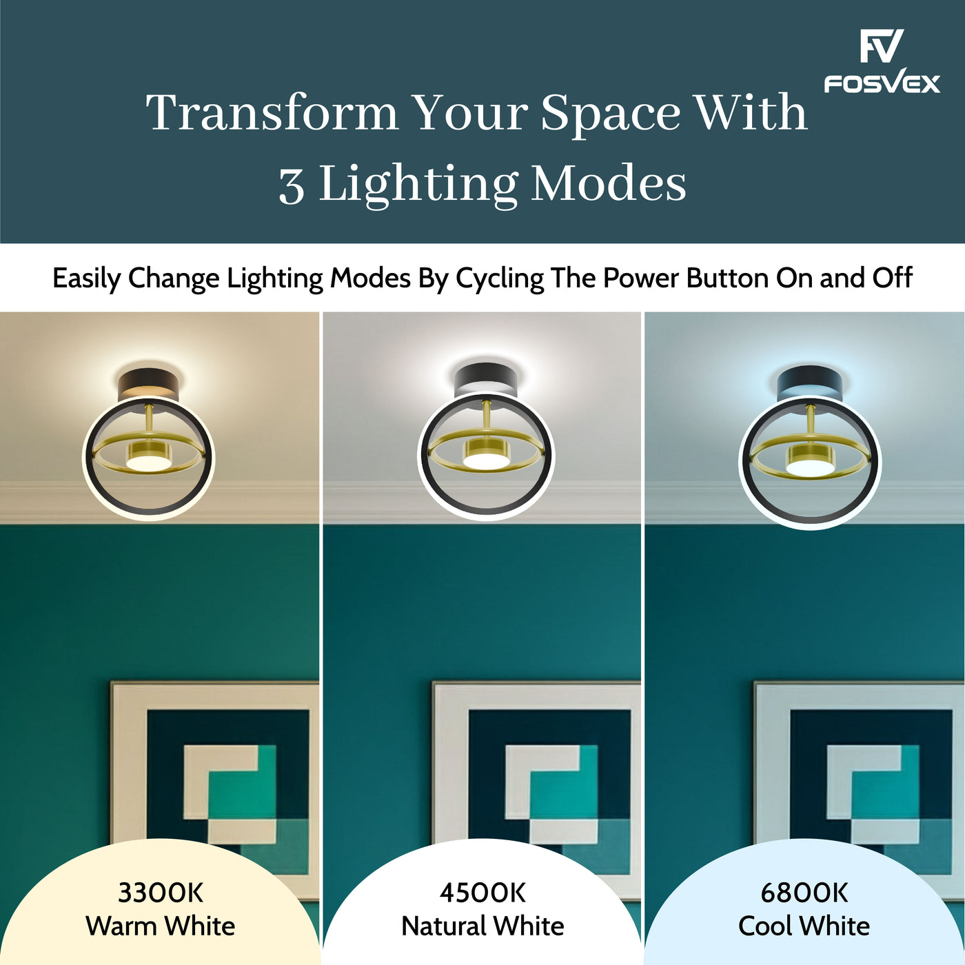 decorative ceiling light for bedroom 3 color modes