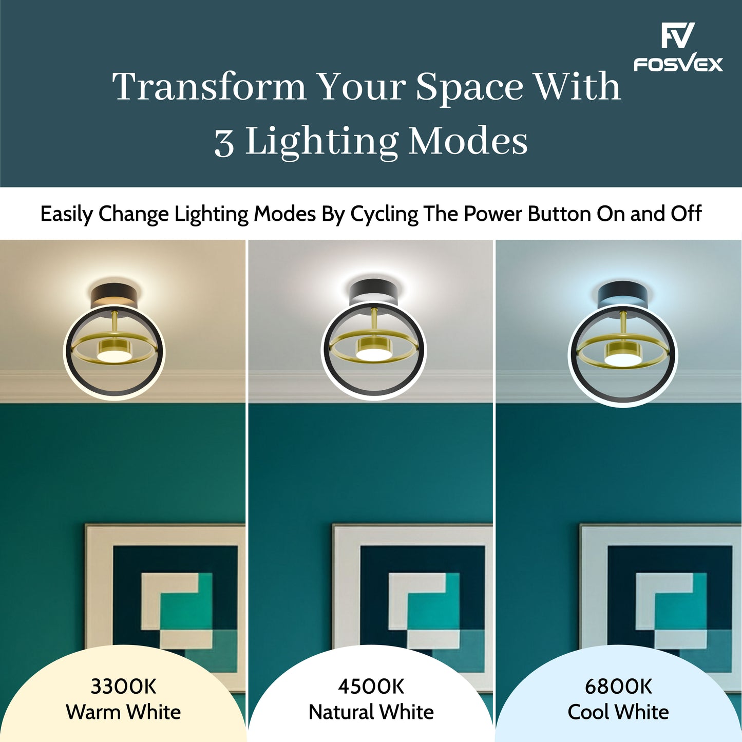 decorative ceiling light for bedroom 3 color modes