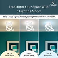 FOSVEX 50W Dual Circle LED Ceiling Light | 3 Color Modes