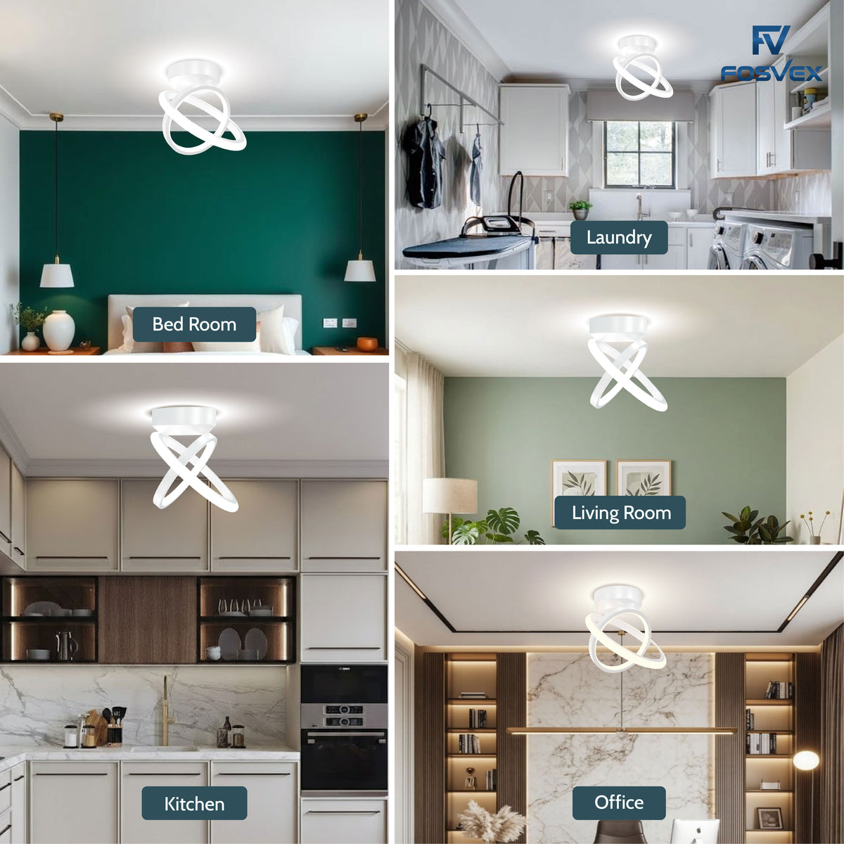 FOSVEX 50W Dual Circles LED Ceiling Light | 3 Color Modes