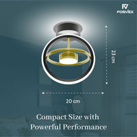 Ceiling light fixture with dimensions labeled, Fosvex brand visible