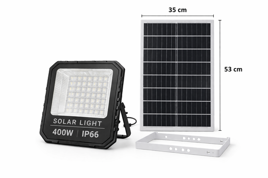 400W Solar Flood Light Outdoor with Remote Control, RGB + 6500K White, IP66 Waterproof LED Security Light, 30AH Battery, 30W Solar Panel, Ultra Bright for Garden, Farm, Gate, Camping