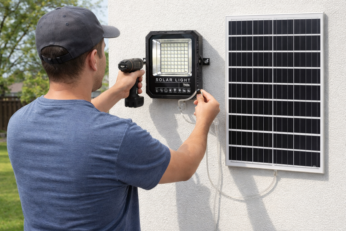 fosvex solar flood light installation wall mount